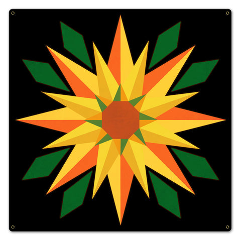 AQPB027 - SUNFLOWER ORANGE BLACK Metal Sign