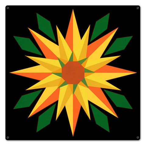 AQPB027   SUNFLOWER ORANGE BLACK Metal Sign
