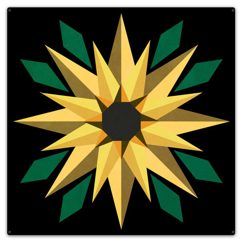 AQPB037 - SUNFLOWER BLACK BKGD Metal Sign