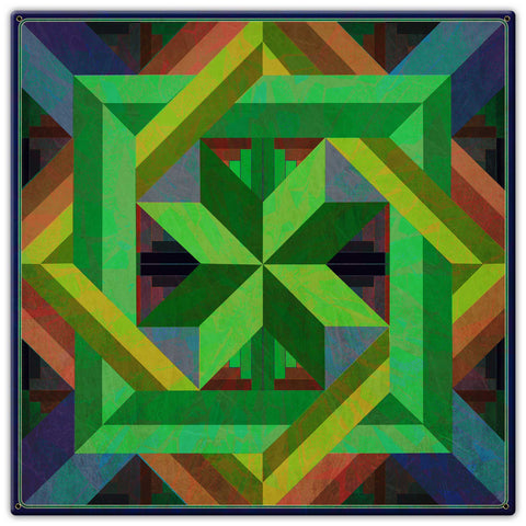 AQPB039   BOX N BOX LOG CABIN BRIGHT COLORS Metal Sign