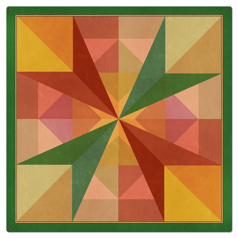 AQPB046 - Squares and Arrows Orange Green Metal Sign