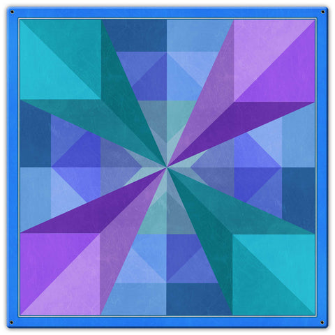 AQPB052   Squares and Arrows Magenta Blue Metal Sign