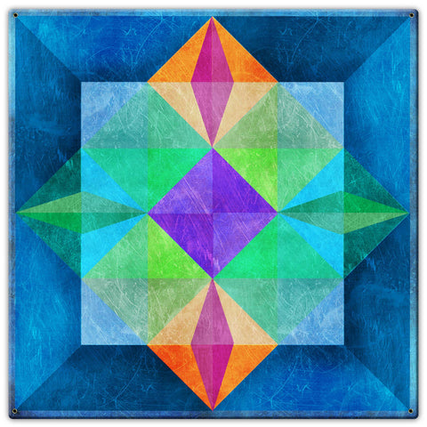 AQPB059   Building Block Blue Green Metal Sign