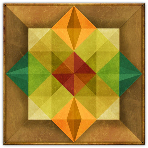 AQPB065 - Building Block Brown Orange Metal Sign