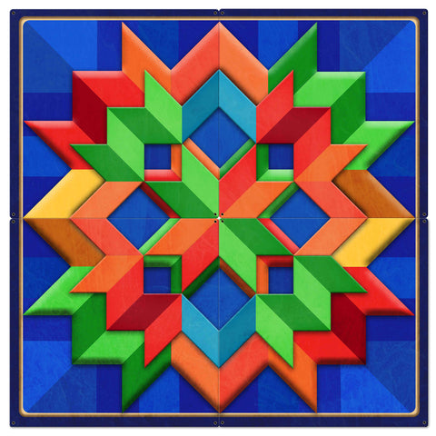 AQPB067 - BLUE ORANGE GREEN BOX 4 PCS Metal Sign