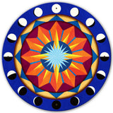 AQPB068   Blue Starburst Moon Phases Metal Sign