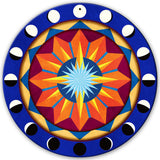 AQPB071   Blue Starburst Moon Phases Metal Sign