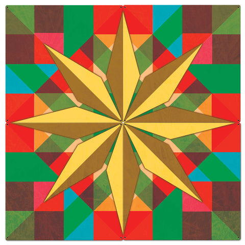 AQPB072   8 SQUARES STAR 4PCS Metal Sign