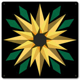 AQPB074   SUNFLOWERR BLACK BKGD Metal Sign