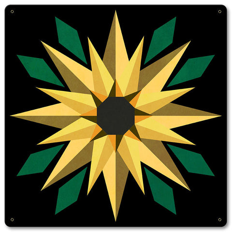 AQPB074   SUNFLOWERR BLACK BKGD Metal Sign