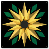 AQPB074 - SUNFLOWERR BLACK BKGD Metal Sign