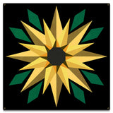 AQPB075   Sunflower Black Background Metal Sign