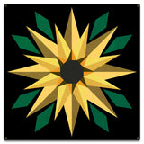 AQPB075 - Sunflower Black Background Metal Sign