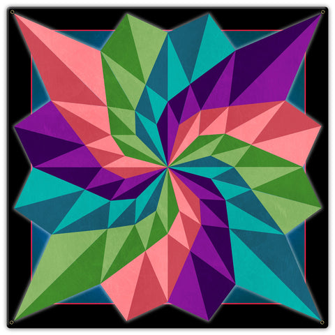 AQPB078   Dahila Square Bright Colors Metal Sign