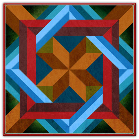 AQPB086   Box in Box Red Rustic Metal Sign