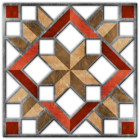 AQPB088 - Carpenters Wheel Cutout Brown Red Metal Sign