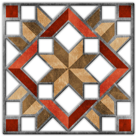 AQPB089 - Carpenters Wheel Cutout Brown Red Metal Sign