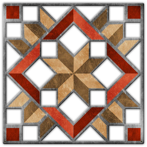 AQPB090   Carpenters Wheel Cutout Brown Red Metal Sign