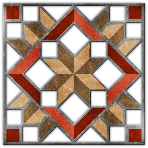 AQPB091 - Carpenters Wheel Cutout Brown Red Metal Sign