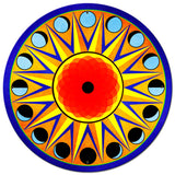 AQPB095   Moon Phases Hex Blue Yellow Metal Sign