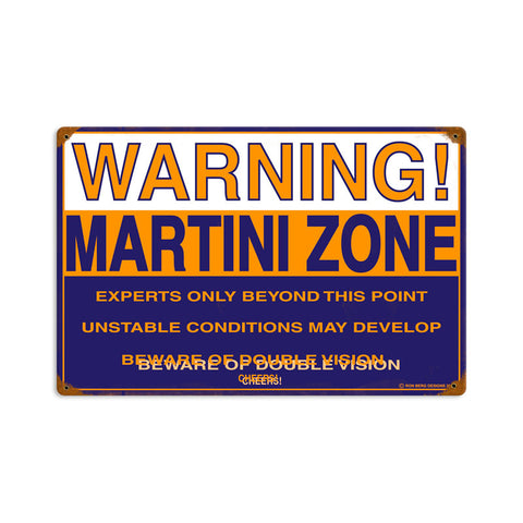 Martini Zone Vintage Sign Metal Sign