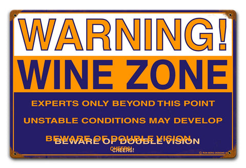 Wine Zone Vintage Sign Metal Sign