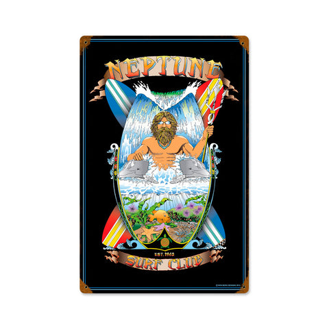 Neptune Surf Club Vintage Sign Metal Sign
