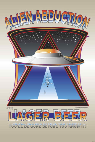 Alien Abduction Lager Vintage Sign Metal Sign
