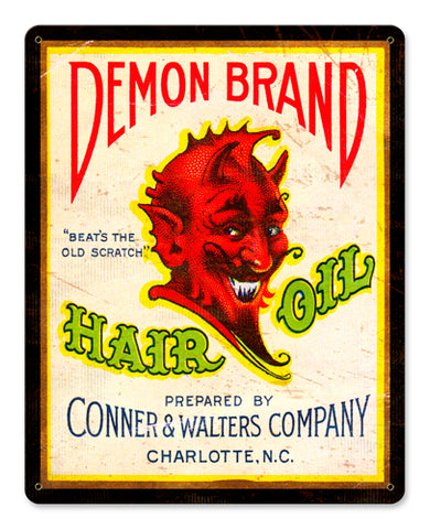 Demon Brand Hair Oil Vintage Sign Metal Sign