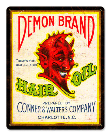 Demon-Brand-Hair-Oil-Vintage-Sign-Metal-Sign