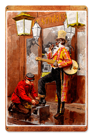Banjo Shoeshine Vintage Sign Metal Sign