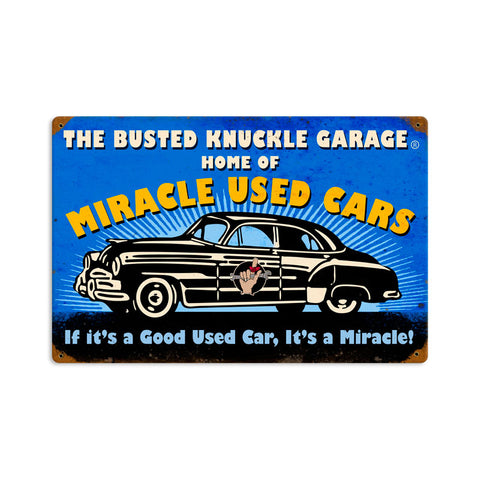 Miracle Used Cars Vintage Sign Metal Sign