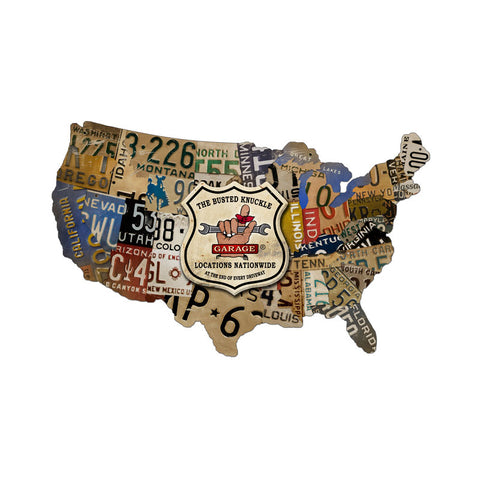 License Plate Map Vintage Sign Metal Sign
