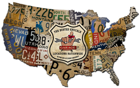 BKG USA LICENSE PLATE MAP Vintage Sign Metal Sign