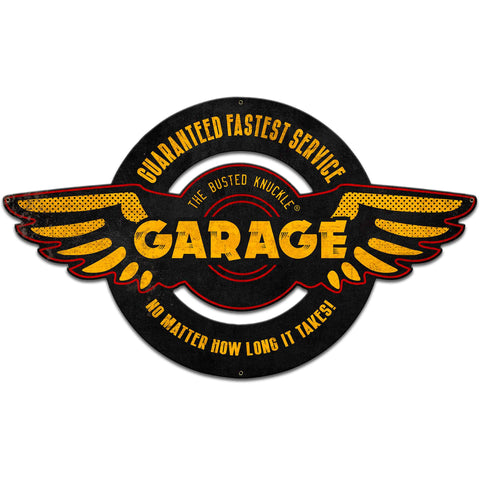 Fastest Service Wings 27 x 16 Custom Shape Metal Sign