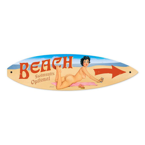 Nude Beach Vintage Sign Metal Sign