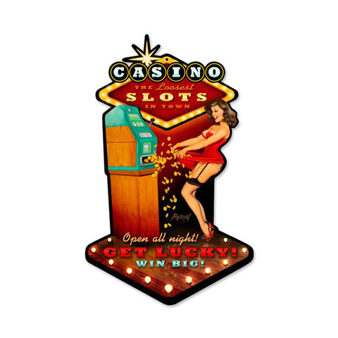 Casino Pinup Vintage Sign Metal Sign