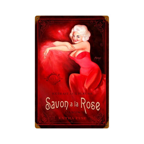 Savon Rose Vintage Sign Metal Sign