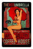 Red Umbrella Coffee Vintage Sign Metal Sign