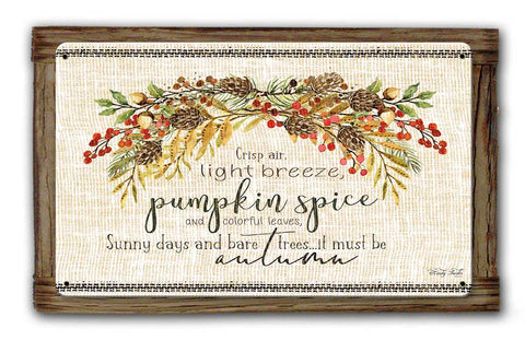 Fall Crisp Air Wood Framed Vintage Sign Metal Sign