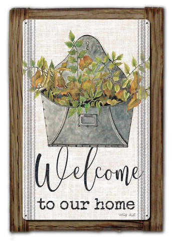 GAL Welcome Wood Framed Vintage Sign Metal Sign