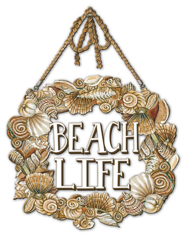 Coastal Wreath Beach Life Rope Vintage Sign Metal Sign
