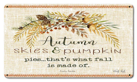Wood Grain Fall Autumn Skies Vintage Sign Metal Sign