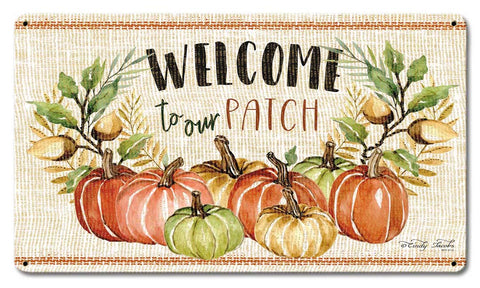 Wood Grain Fall Welcome Vintage Sign Metal Sign