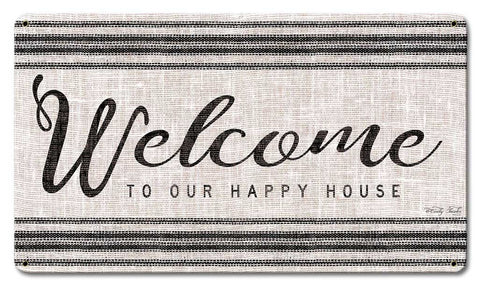 Wood Grain Welcome Vintage Sign Metal Sign