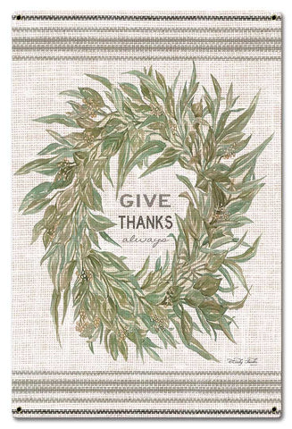 Wood Grain Wreath Give Thanks Vintage Sign Metal Sign