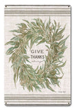 Wood Grain Wreath Give Thanks Vintage Sign Metal Sign