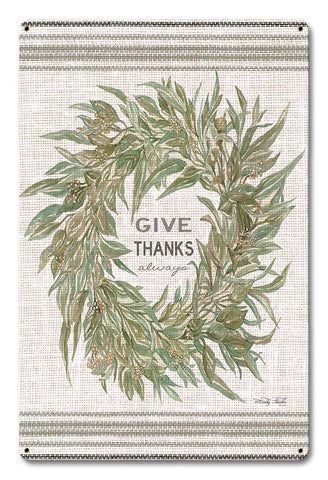 Wood Grain Wreath Give Thanks Vintage Sign Metal Sign