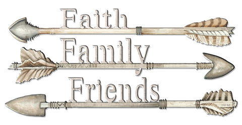 Arrows-Faith-Family-Friends-3PCS-28x13-Completed-Vintage-Sign-Metal-Sign