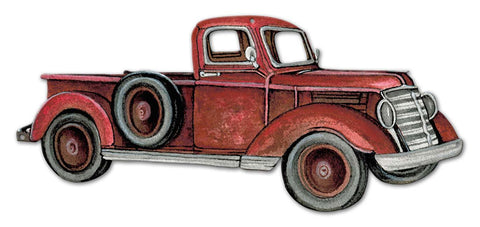 Red Pickup Vintage Sign Metal Sign